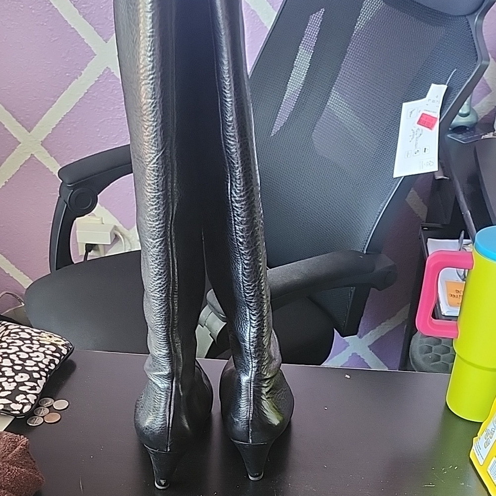 Banana Republic Shiny Black Over the Knee Boots